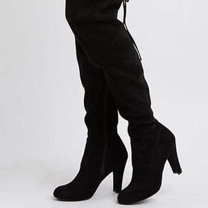 Black thigh high boots
